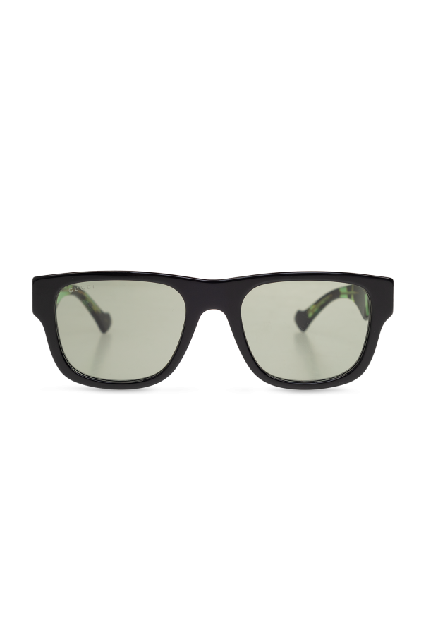 Gucci Shanghai Tang Razer round-frame sunglasses logo Grün