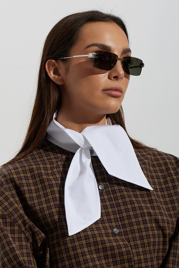 Bottega Veneta Silver Rimless Rectangular Sunglasses by Bottega Veneta