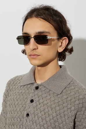 Bottega Veneta Silver Rimless Rectangular Sunglasses by Bottega Veneta