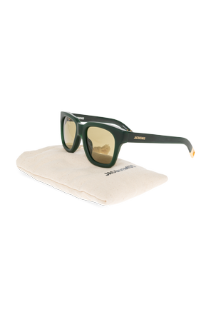 Jacquemus Sonnenbrille mit grünen Gestellen und gelben Gläsern
