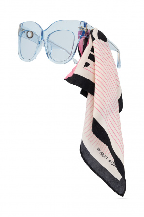 Linda Farrow Only square sunglasses with pink clear frame and ombre lens