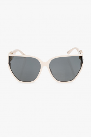 Eyewear striped round frame sunglasses White