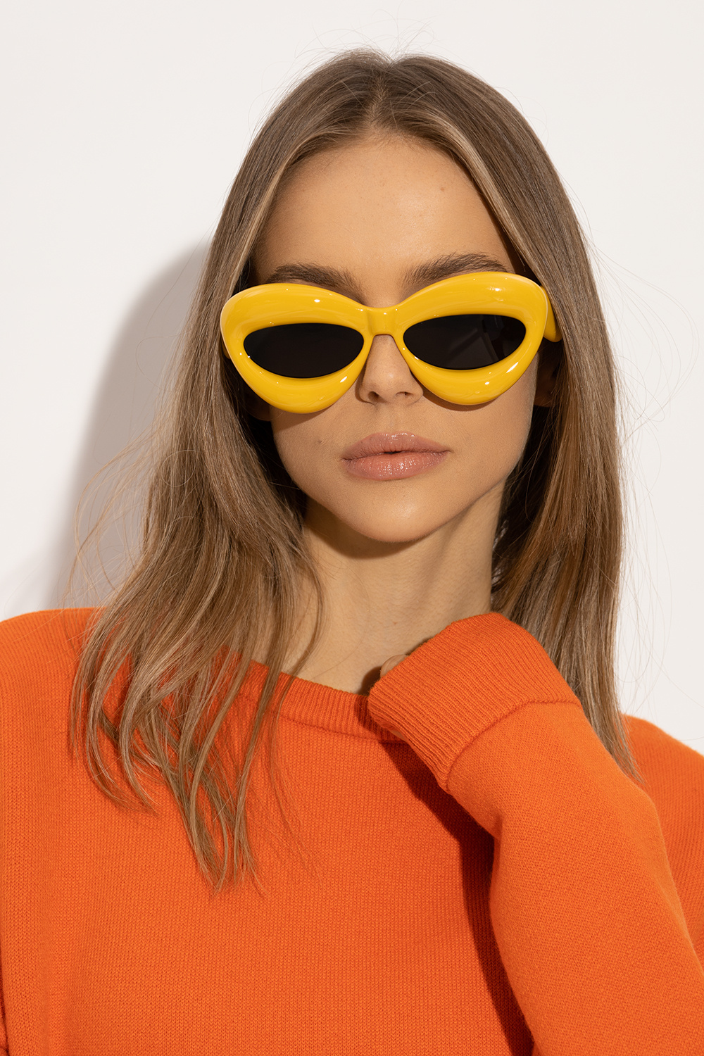 Loewe Bottega Veneta Eyewear rectangle-frame mirrored sunglasses