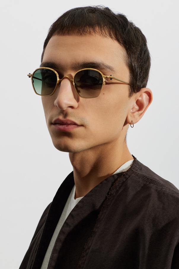 Yohji Yamamoto Goldene Sonnenbrille mit geometrischem Design