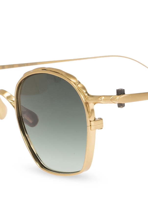 Yohji Yamamoto Goldene Sonnenbrille mit geometrischem Design