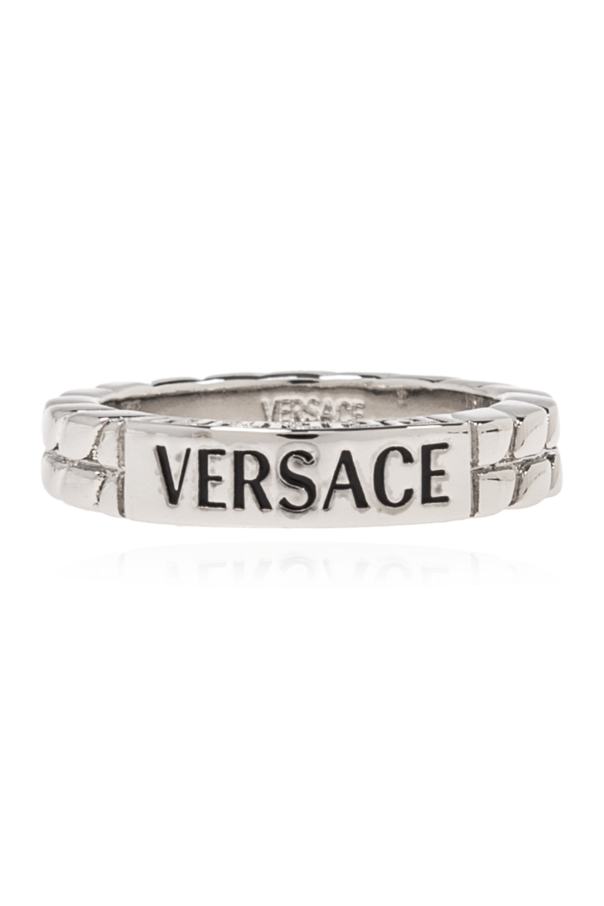 Versace Mosiężny pierścień z logo