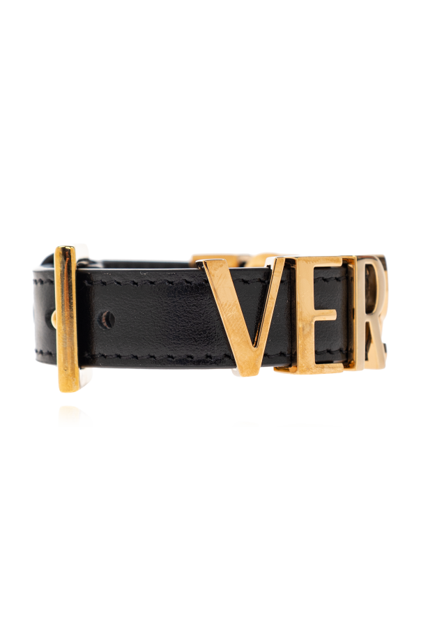 Versace Leather bracelet with logo