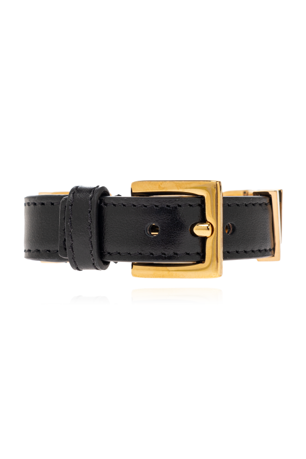Versace Leather bracelet with logo