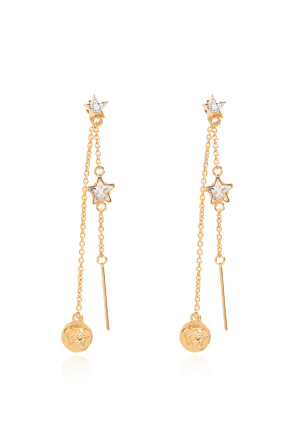 Long earrings with shimmering crystals