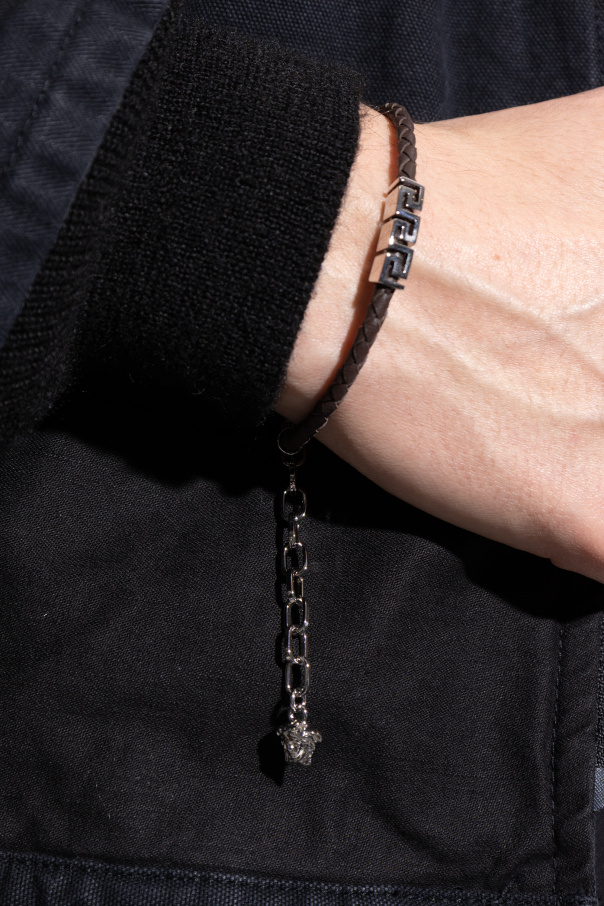 Versace Leather bracelet with logo