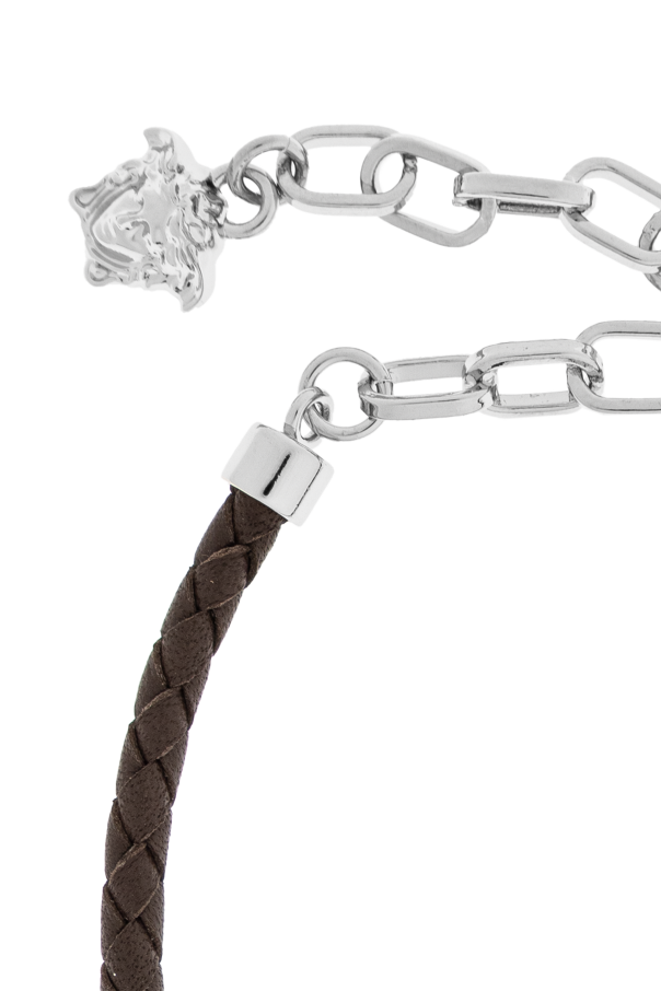 Versace Leather bracelet with logo