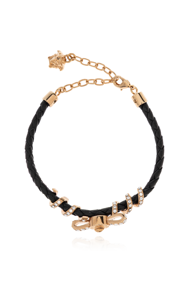 Leather bracelet with shimmering crystals od Versace
