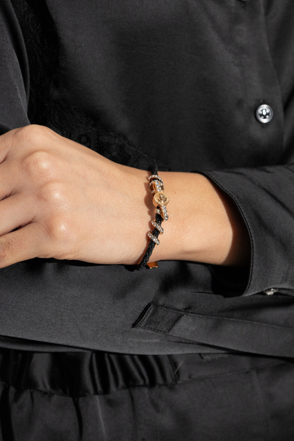 Versace Leather bracelet with shimmering crystals
