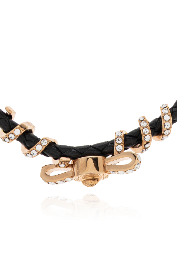 Versace Leather bracelet with shimmering crystals