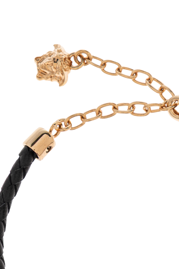 Versace Leather bracelet with shimmering crystals