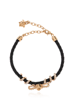 Leather bracelet with shimmering crystals