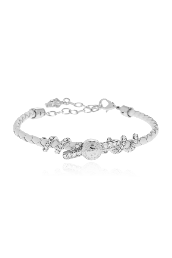 Leather bracelet with shimmering crystals od Versace