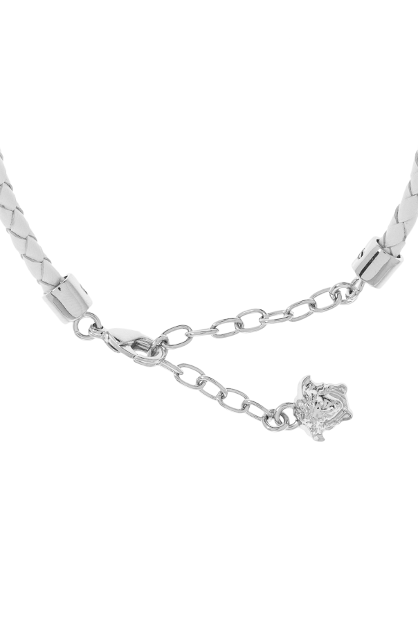 Versace Pulsera de cuero con cristales brillantes