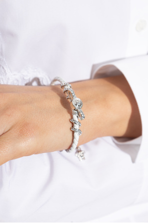 Pulseira de couro com cristais brilhantes od Versace