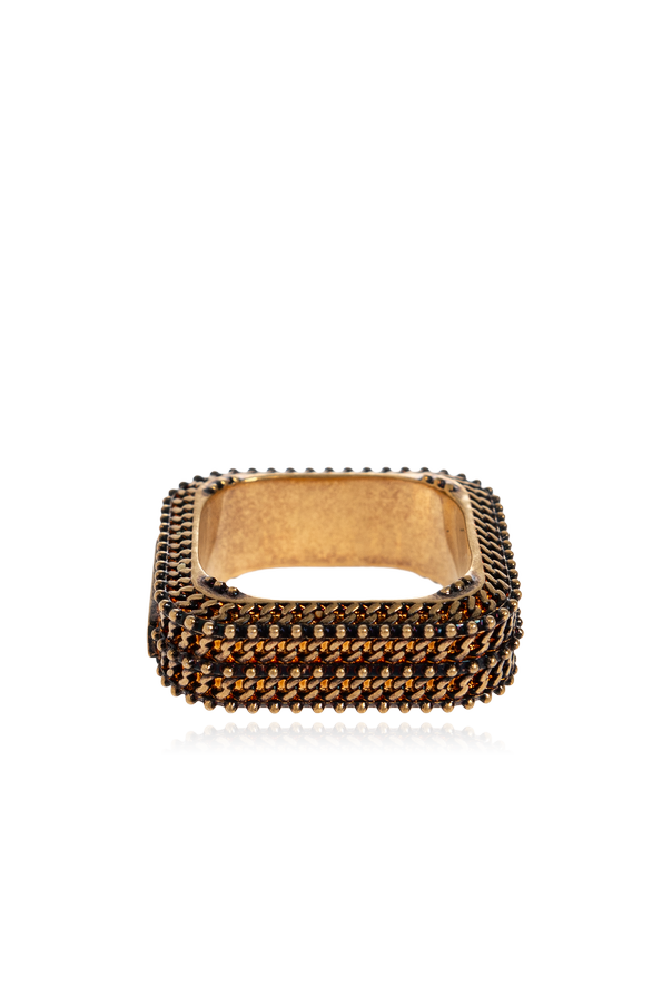 Versace Месингов пръстен с лого