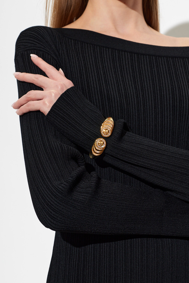 Versace Bracelete de latão com cristais brilhantes