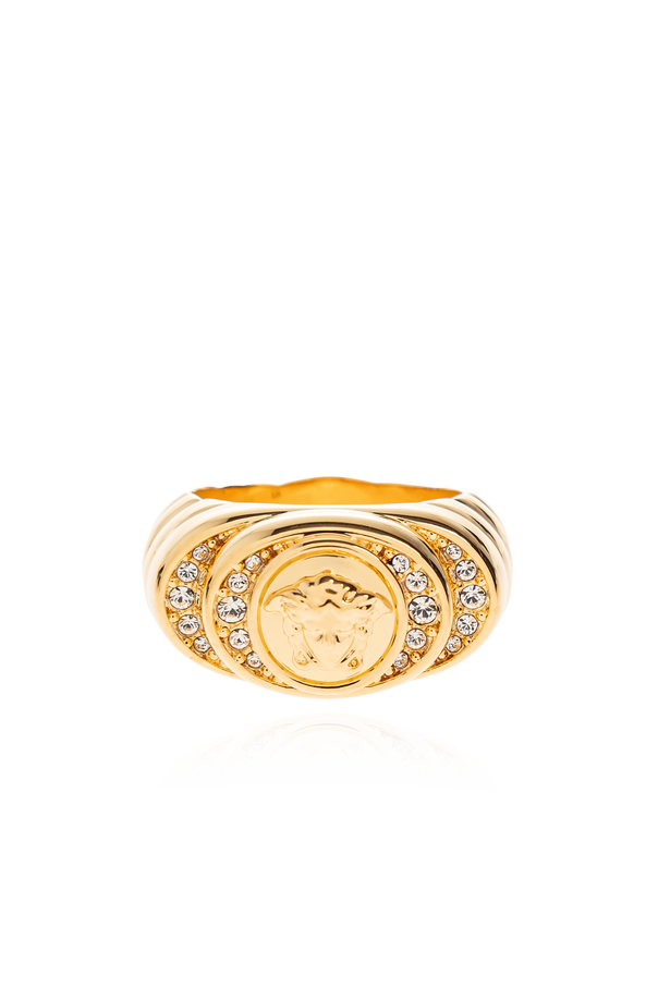 Brass ring with sparkling crystals od Versace