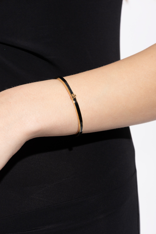 Tory Burch Brazalete de latón con logotipo