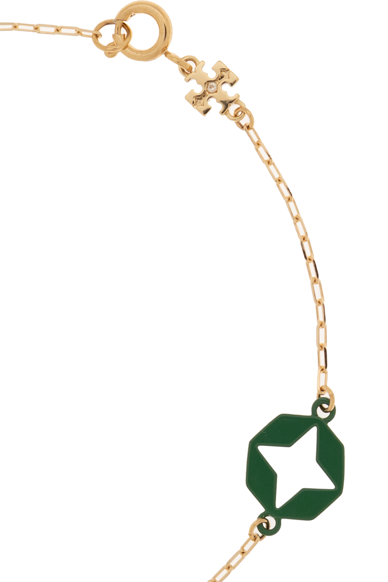 Tory Burch Gold-Tone Kira Clover Crystal Chain Bracelet