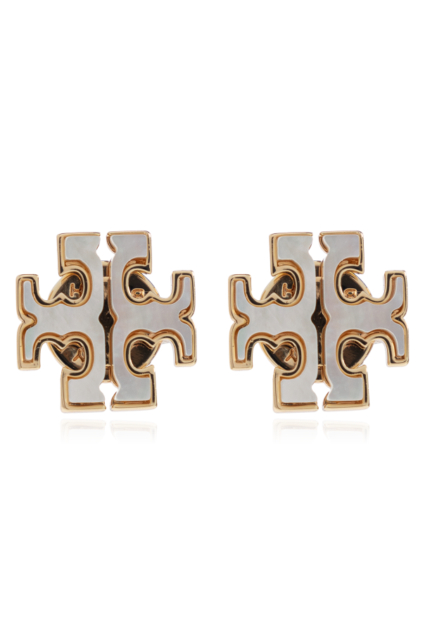 Earrings in the shape of the logo with mother of pearl od Tory Burch