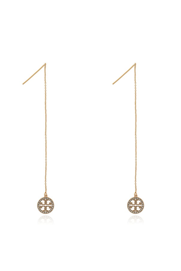 Long earrings with shimmering crystals od Tory Burch