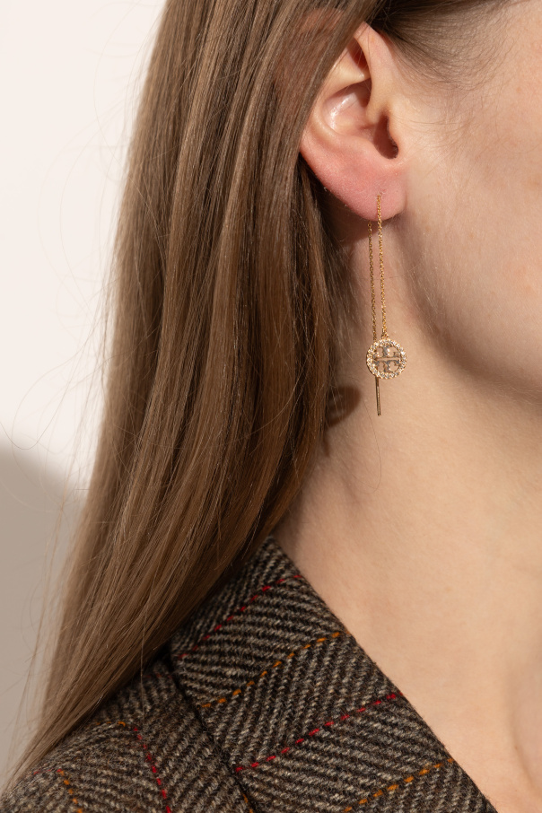 Tory Burch Długie kolczyki z połyskującymi kryształami