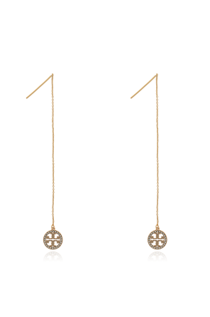 Long earrings with shimmering crystals