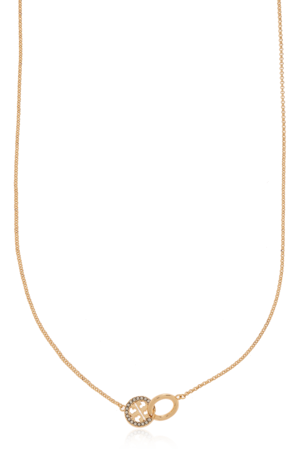 Necklace with a logo encrusted with shimmering crystals od Tory Burch