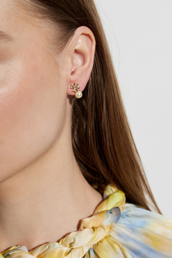 Tory Burch Pendientes con perla de vidrio