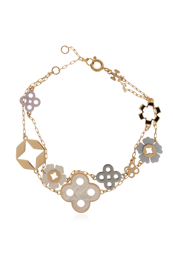 Bracelet with mother-of-pearl and shimmering crystals od Tory Burch