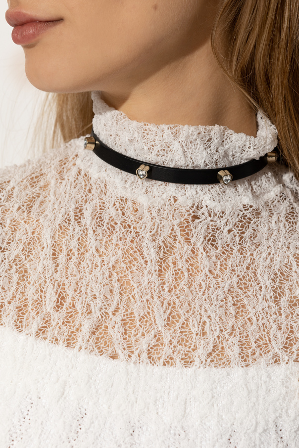 Red embellished valentino Leather choker