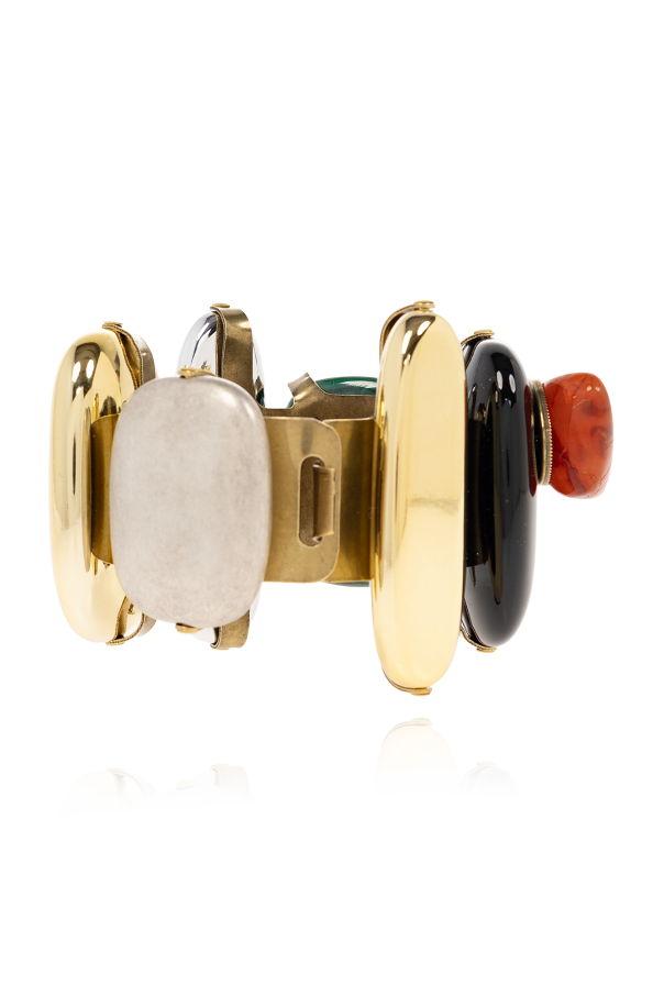 Dries Van Noten Brass bracelet with malachite