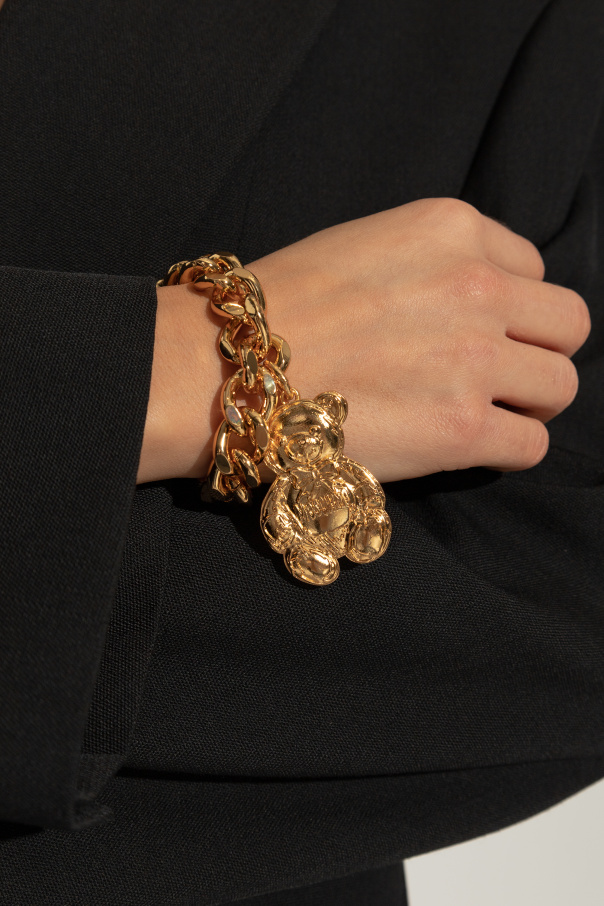 Moschino Brass bracelet with bear-shaped pendant