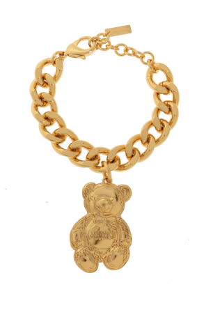 Brass bracelet with bear-shaped pendant