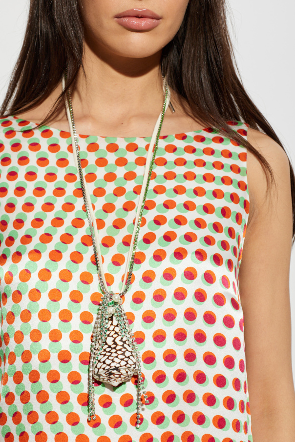 Dries Van Noten Necklace with a shell and shimmering crystals