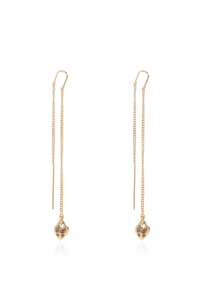 Long earrings with heart-shaped pendant