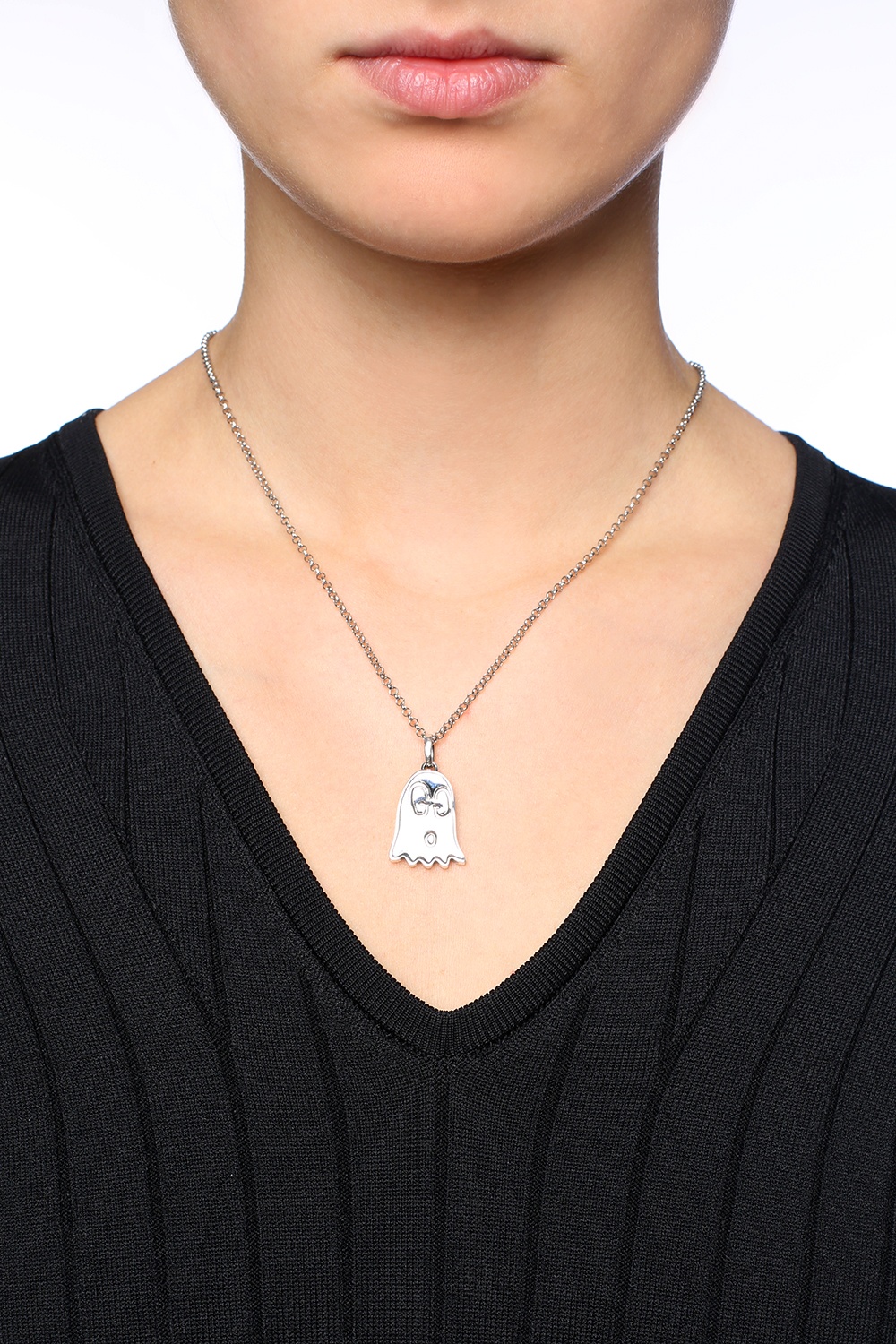 gucci ghost silver necklace