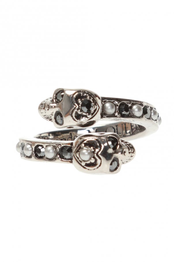 Alexander McQueen Pierścień z kryształami Swarovskiego
