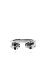 Alexander McQueen SILVER Skulls motif ring