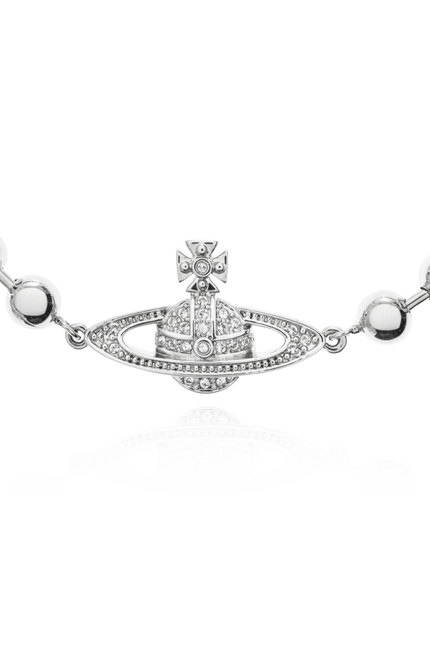 Vivienne Westwood Silver-Tone Brass Bracelet with Signature Logo Pendant