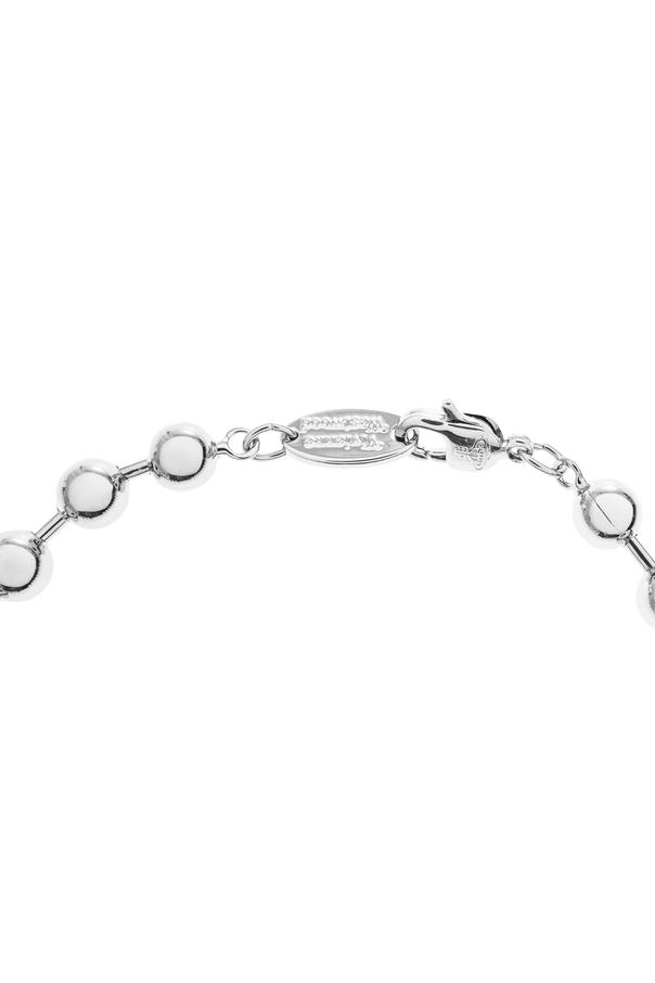 Vivienne Westwood Silver-Tone Brass Bracelet with Signature Logo Pendant