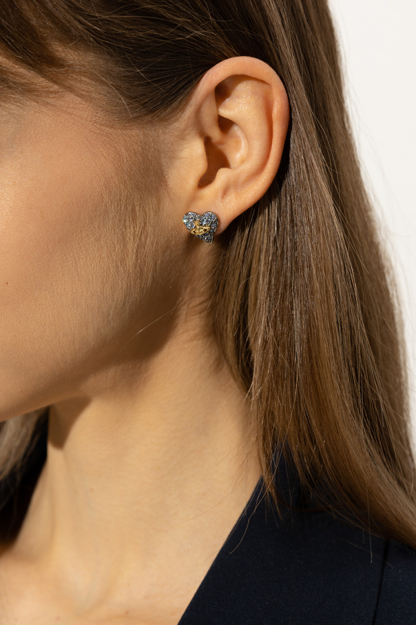 Heart Embellished Earrings in Silver - Vivienne Westwood