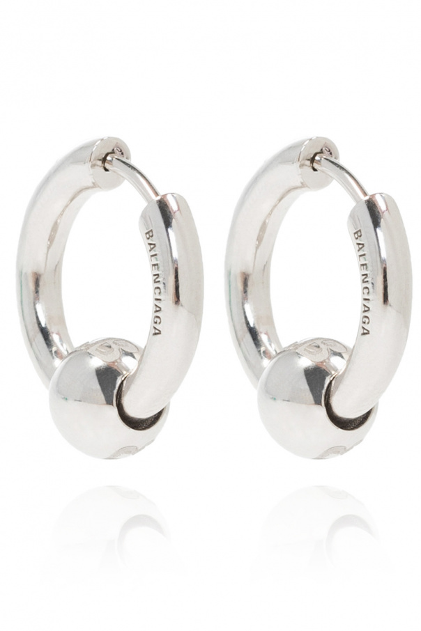 Balenciaga Silver earrings with a white logo from Balenciaga