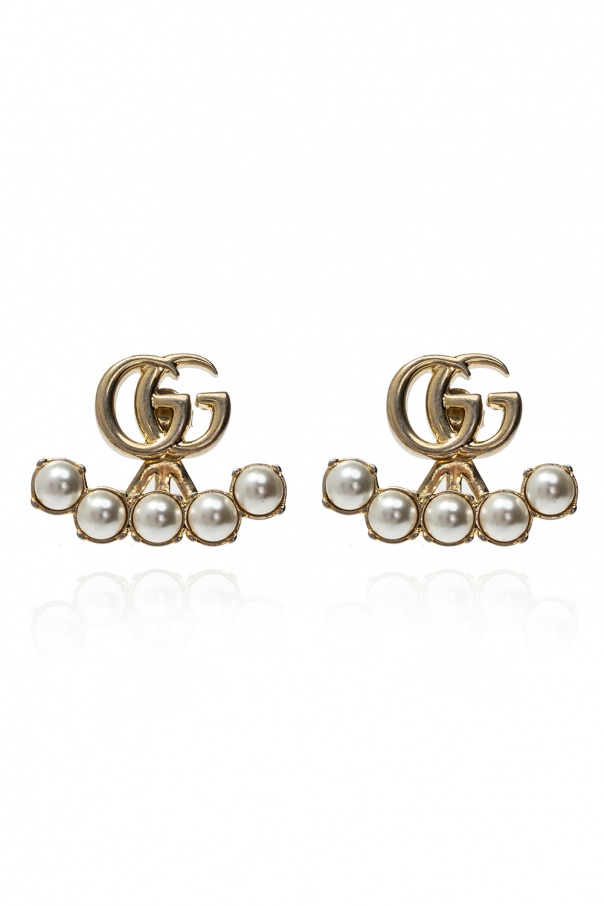 Gucci Pearl Double G Earrings - Gold