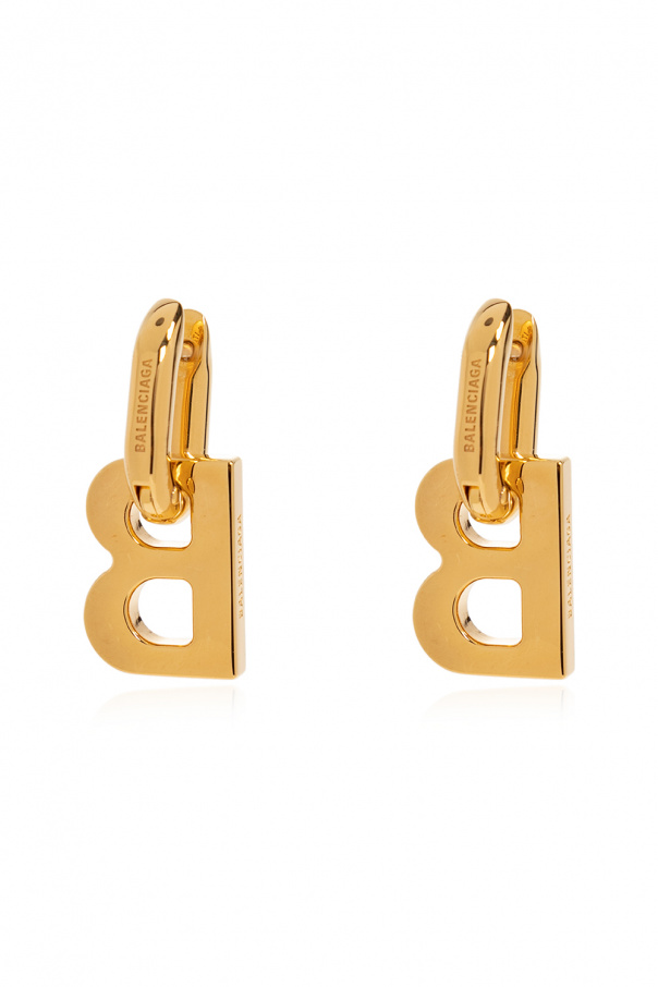 Balenciaga GOLD Brass logo earrings